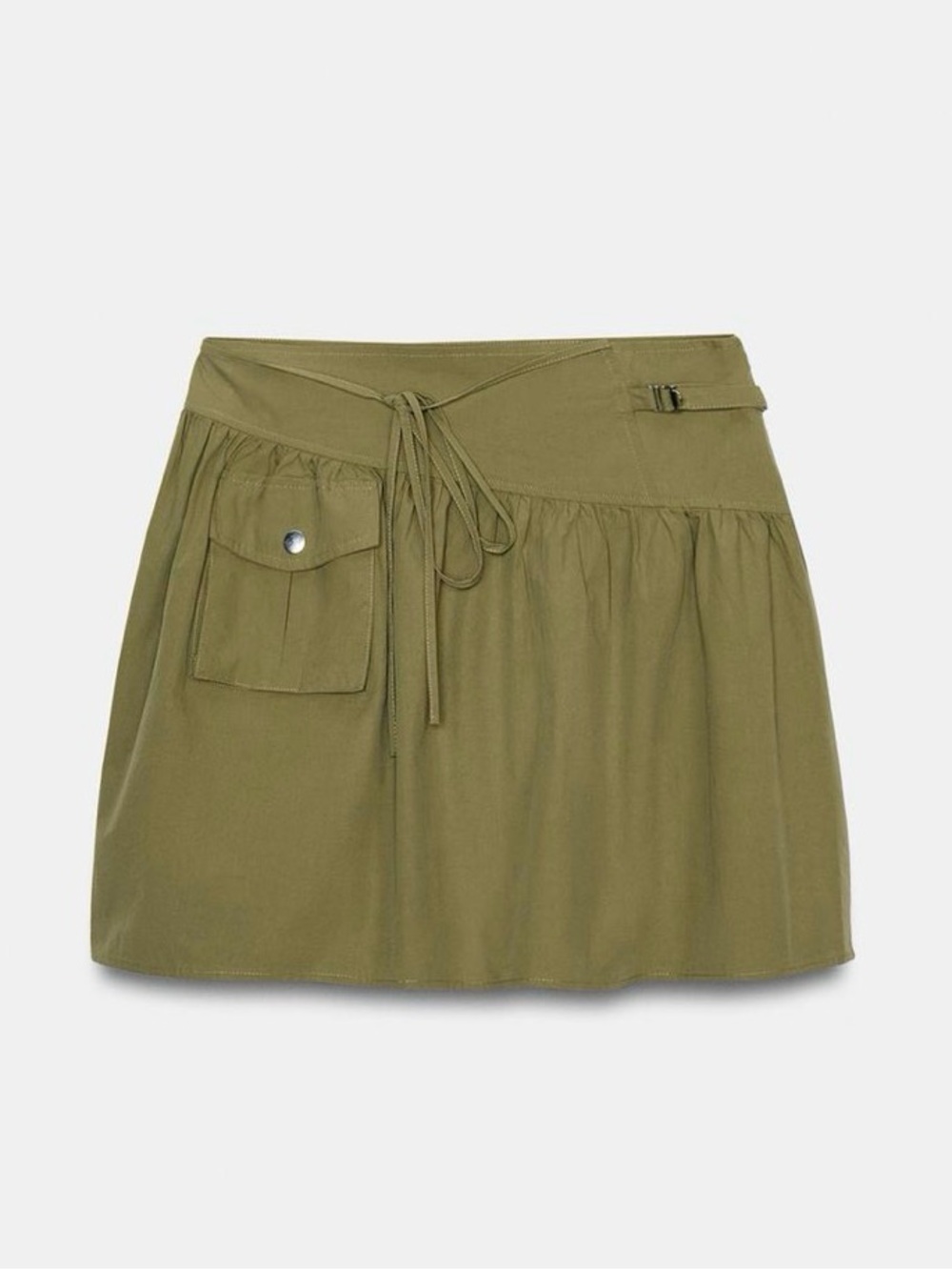 BNWT Zara Light Khaki Short Cargo Skirt with Volume & Belt Loop